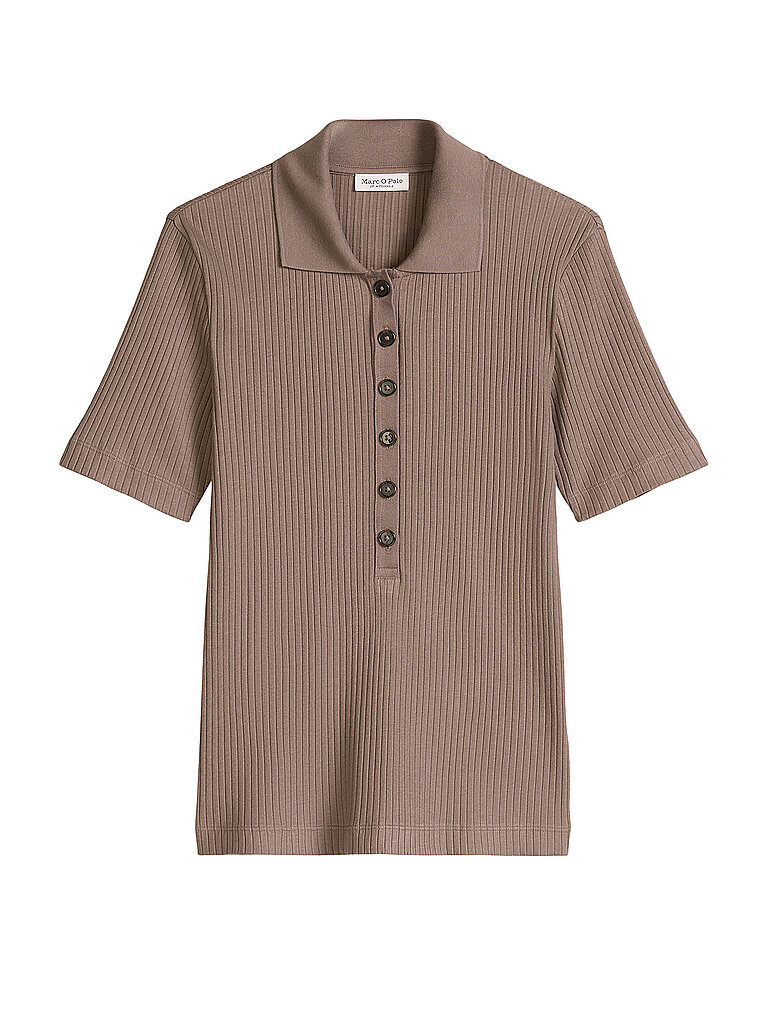 Poloshirt MARC O'POLO "mit TENCEL™ Modal", Damen, Gr. L, chalky braun, Obermaterial: 58% Baumwolle, 38% Modal, 4% Elasthan, unifarben, slim fit, Shirts 2